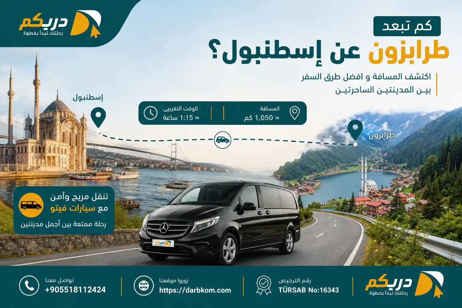 كم تبعد طرابزون عن إسطنبول