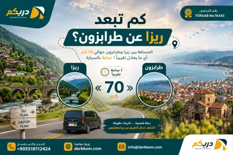 كم تبعد ريزا عن طرابزون